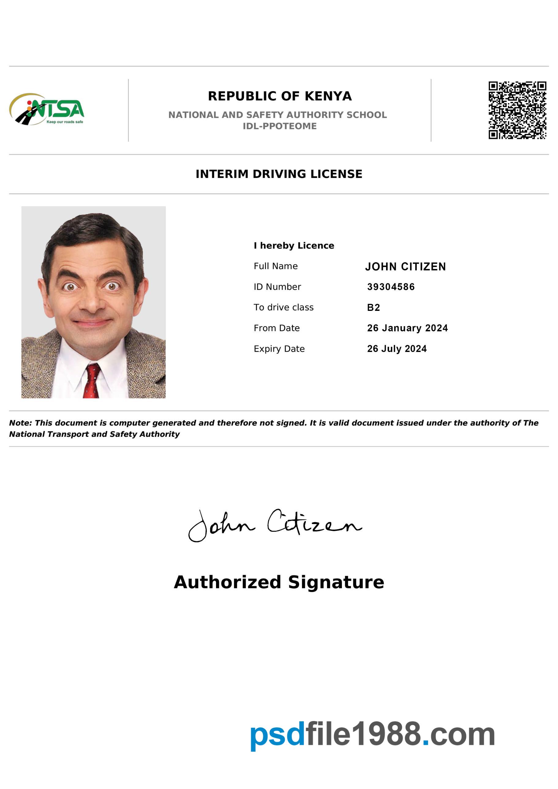 Kenya Interim Driving Permit